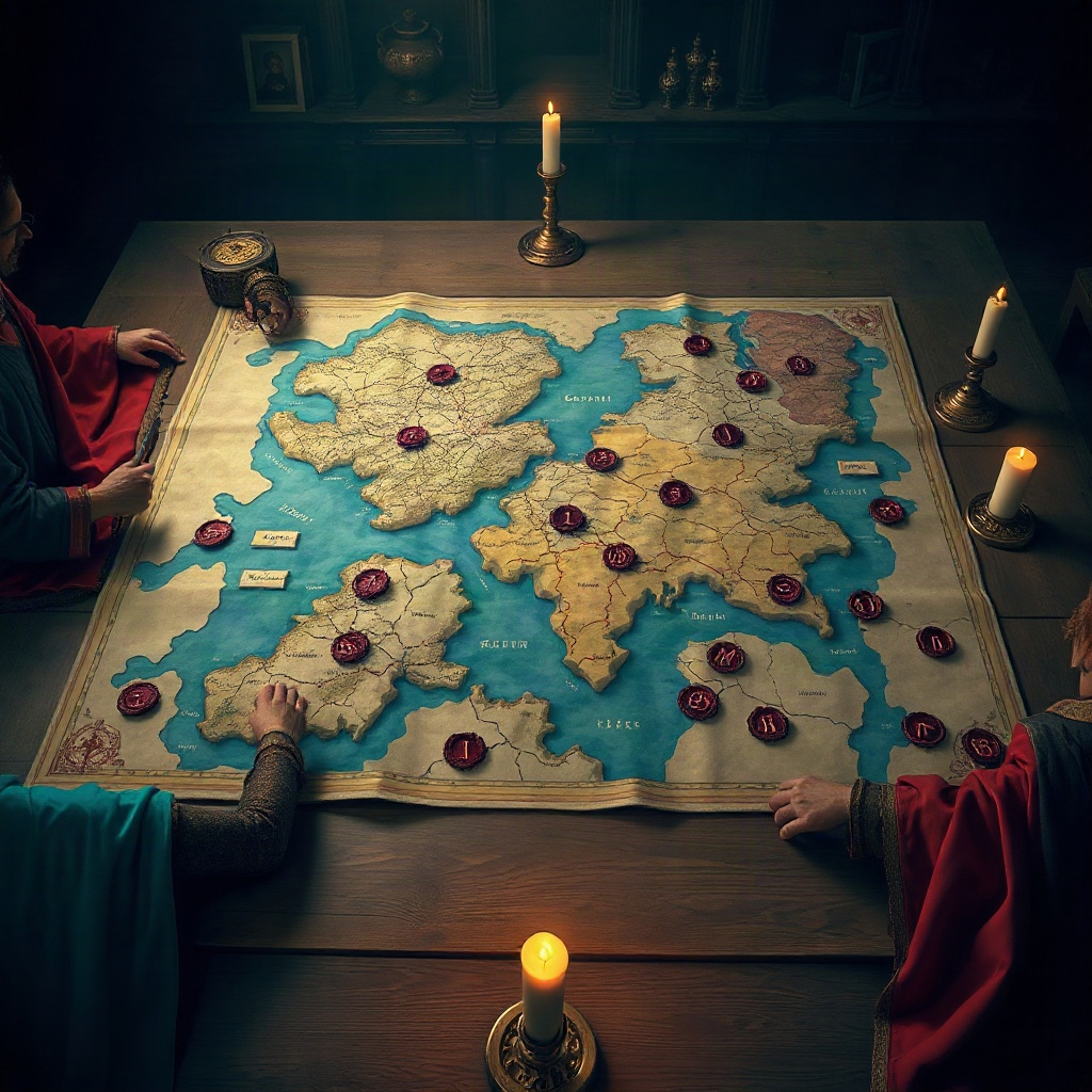 Kingdom map war table atmosphere