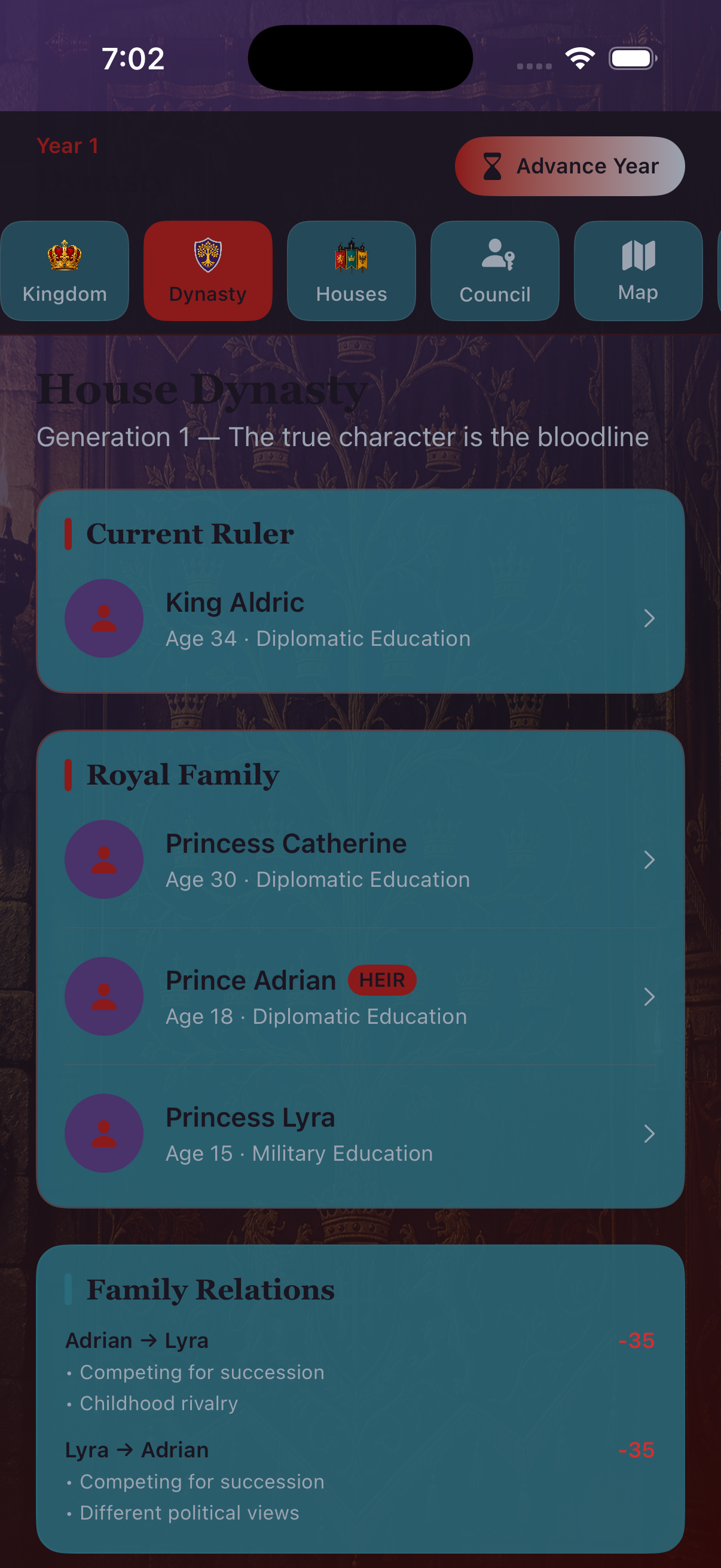 Dynasty Tree screen